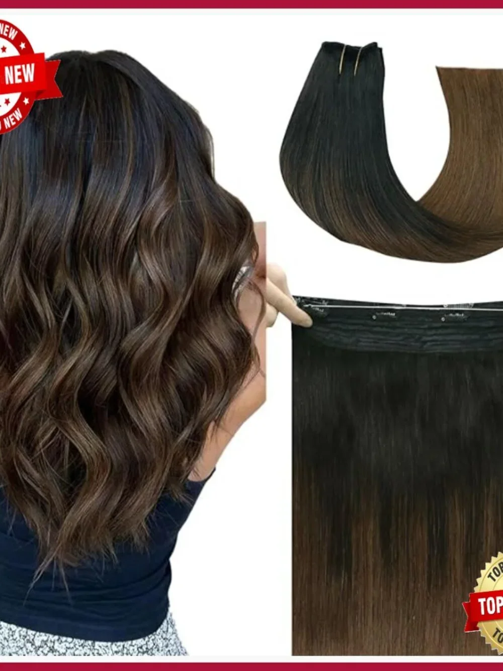 Real Human Hair Extensions 18 Inch Clip In Invisible Wire Straight
